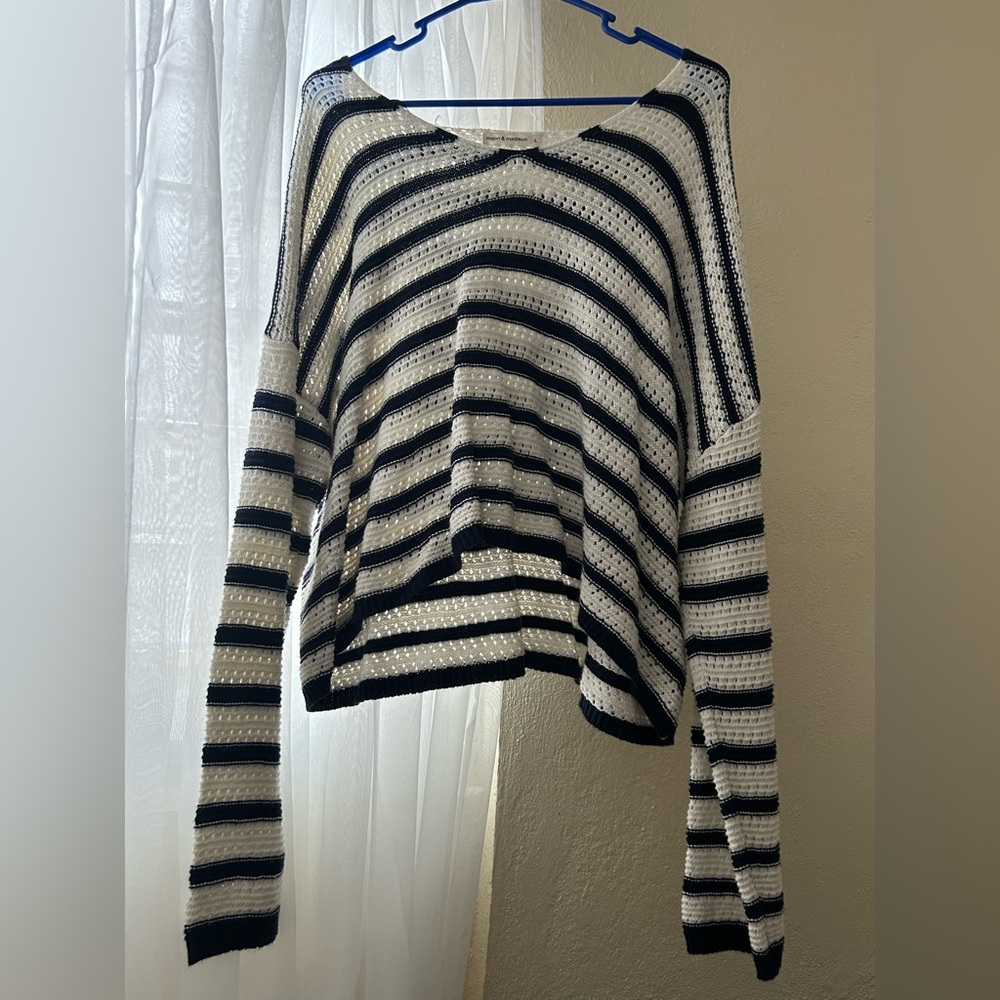 moon & madison Navy and White Striped Sweater